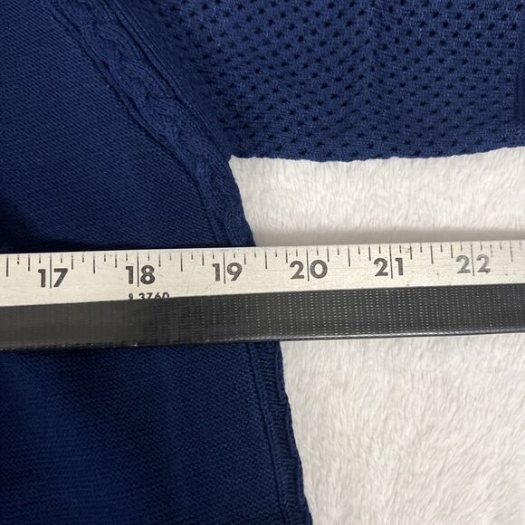 Faith & Zoe Cardigan Sweater Womens Medium Navy Blue Mesh Long Sleeve Open - Picture 10 of 12